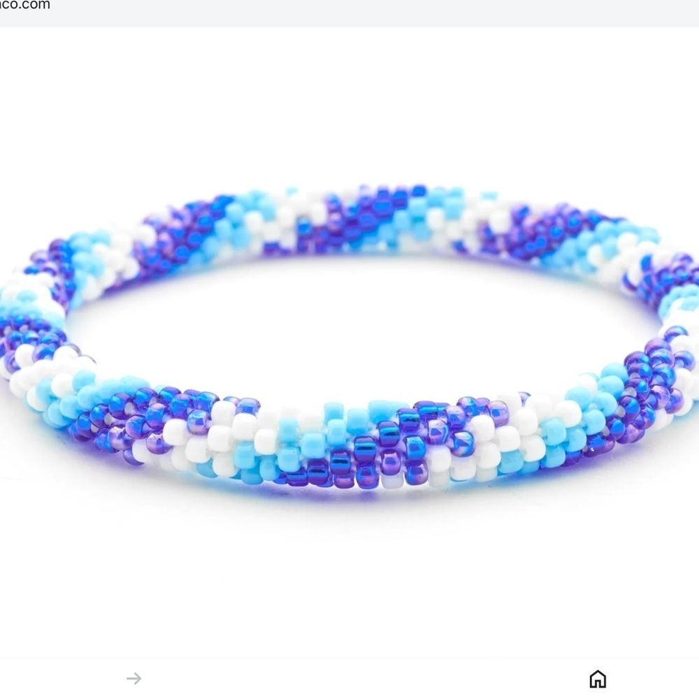 Blue Waves Sashka Handcrafted Glass Beaded Bracelet | Stackable Boho Chic